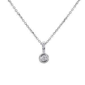 0.10 Ct. tw. Bezel Set Round Diamond Pendant Link Chain 14K Gold Necklace